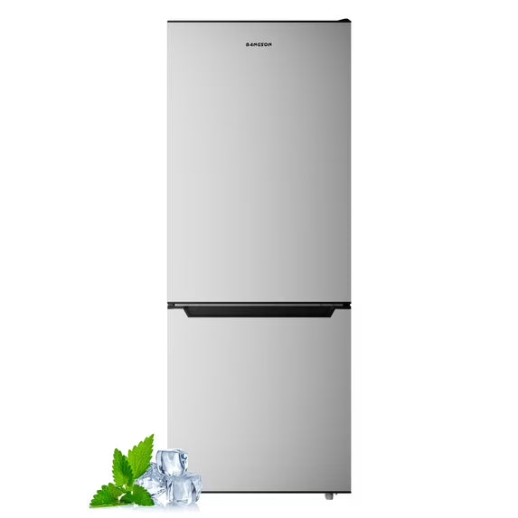 Bangson 7.1 Cu.ft Bottom Freezer Refrigerator for Apartments, Energy Efficient, Adjustable Thermostat, Large Capacity, Low Noise,Silver