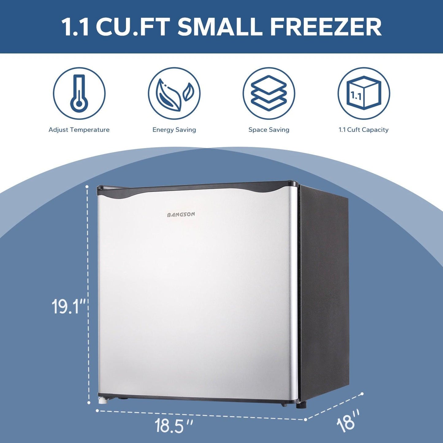 1.1 Cu.ft Upright Freezer Mini Freezer Silver