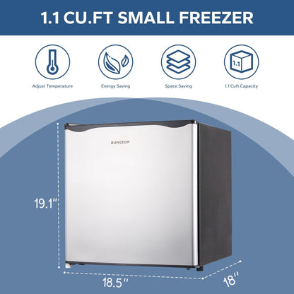 1.1 Cu.ft Upright Freezer Mini Freezer Silver