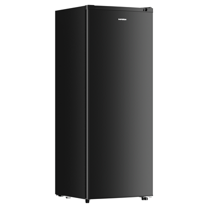 BANGSON 6.5 Cu.ft Upright Freezer, Stand up Freezer with Adjustable Thermostat, Removable Shelves, Reversible Single Door, for Bedroom/Home/Dorms/Apartment, Black