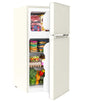 BANGSON 3.2 Cu Ft Mini Fridge with Freezer,2-Door Compact Refrigerator for Bedroom Office Dorm，cream white