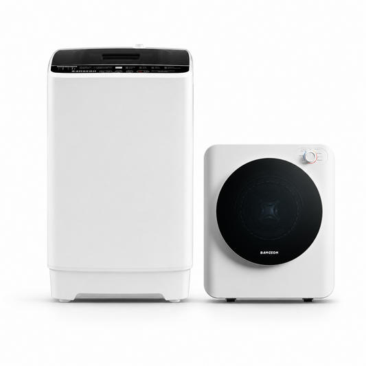 BANGSON Portable Washer and Dryer Combo Set, 1.08 cu.ft Compact Washing Machine & 1.5 cu.ft Electric Clothes Dryer, 8 Programs 6 Water Levels Washer,Vented Dryer with Stainless Steel Drum, Simple knob Control for Apartment, RV, Dorm, Home,(White,White)