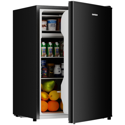 BANGSON 2.6 Cu Ft Small Fridge with Freezer for Office, Mini Refrigerator for Dorm Bedroom, Compact Fridge Energy-efficient, Low Noise, Black