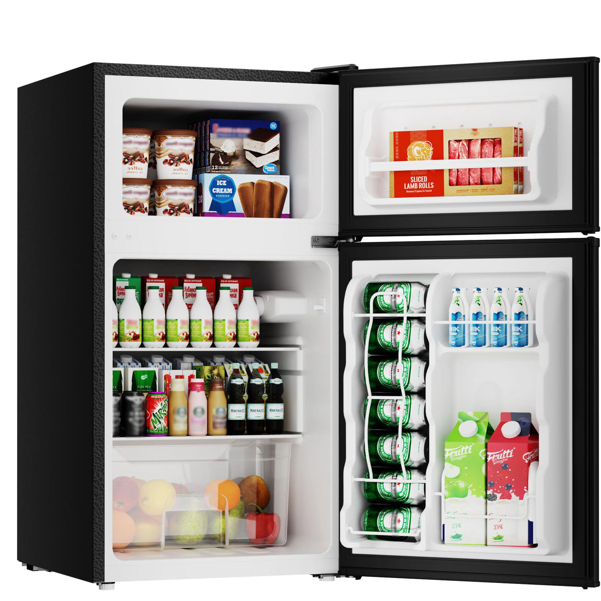 BANGSON 3.2 Cu.Ft Small Refrigerator with Freezer, 2-Door Mini Fridge for Dorm, Apartment, Garage & Office , Energy Efficient, Low Noise Operation,Black