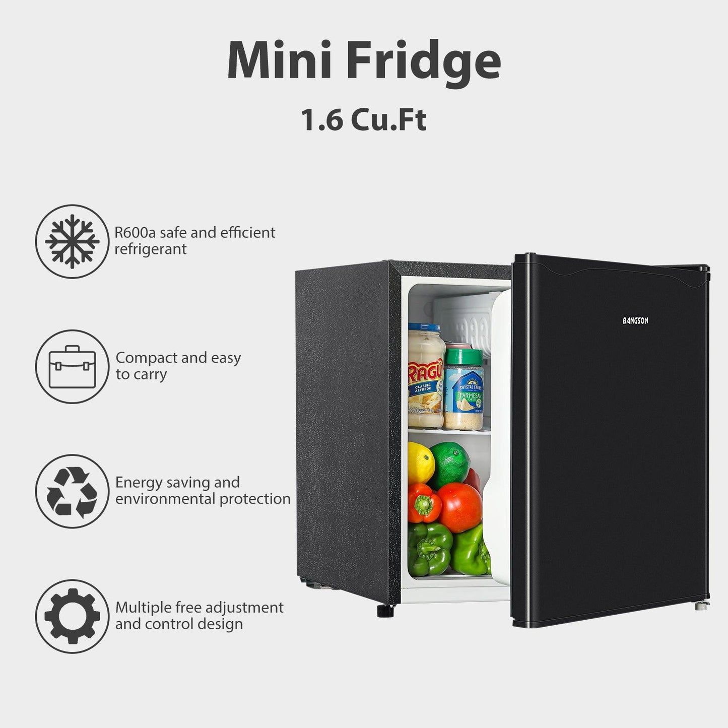1.6 Cu.Ft Mini Fridge With Freezer