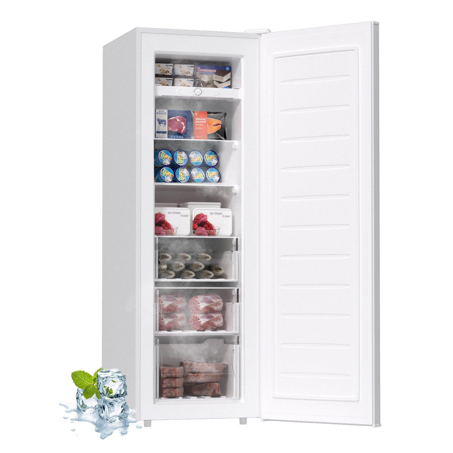 7.0 Cu.ft Upright Freezer Stand Up Freezer white