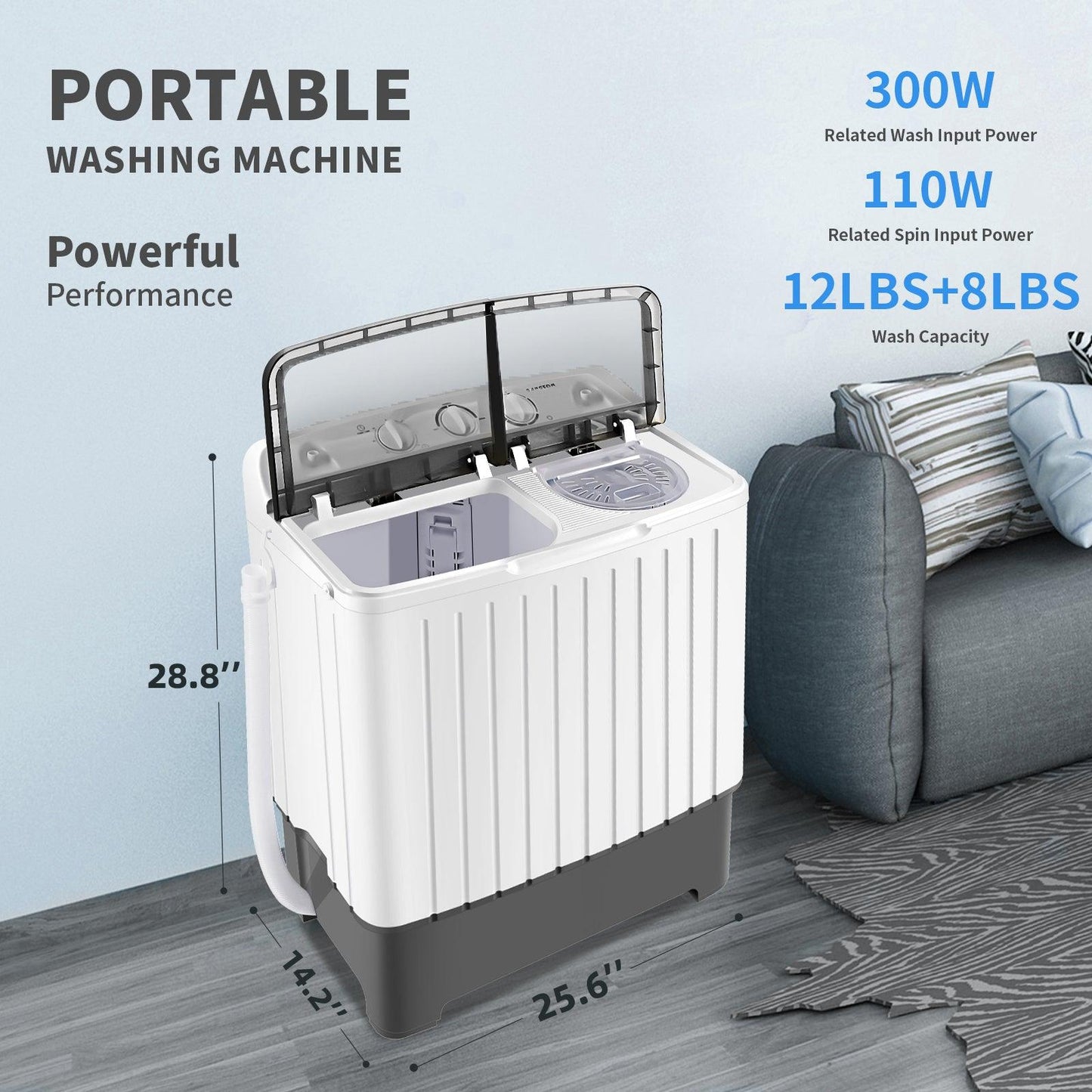 Compact Portable Washing Machine, 17.6 Lbs Portable