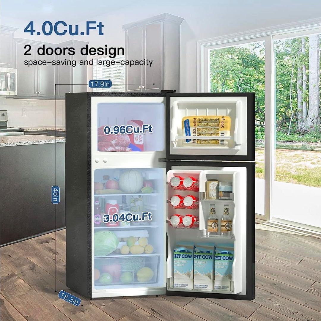 4.0 Cu.Ft Small Refrigerator with Freezer Silver