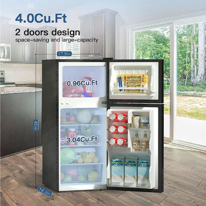 4.0 Cu.Ft Small Refrigerator with Freezer Silver