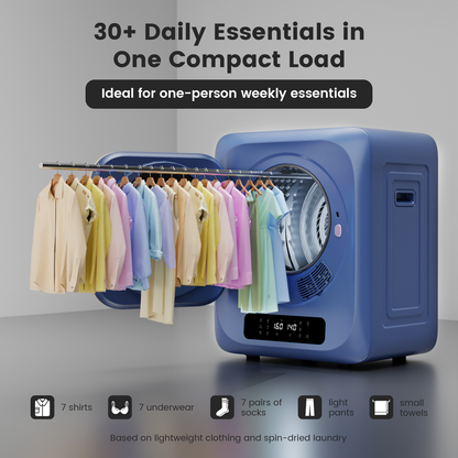BANGSON 1.8 CU.FT Portable Compact Dryer for Laundry, 120V Mini Dryer with 6 Drying Modes & 8H Timer, LED Control Panel, 850W Front Load Small Dryer for Apartments, RVs, Dorms, Offices, Blue