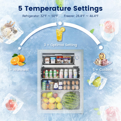 BANGSON 2.6 Cu Ft Small Fridge with Freezer for Office, Mini Refrigerator for Dorm Bedroom, Compact Fridge Energy-efficient, Low Noise, Cream White