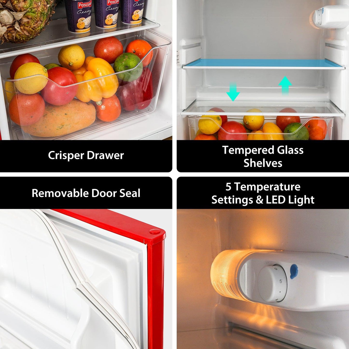 3.2 CU.FT 2 Door Small Refrigerator with Freezer ,Red