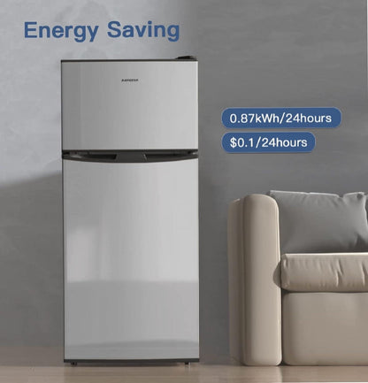 4.0 Cu.Ft Small Refrigerator with Freezer Silver