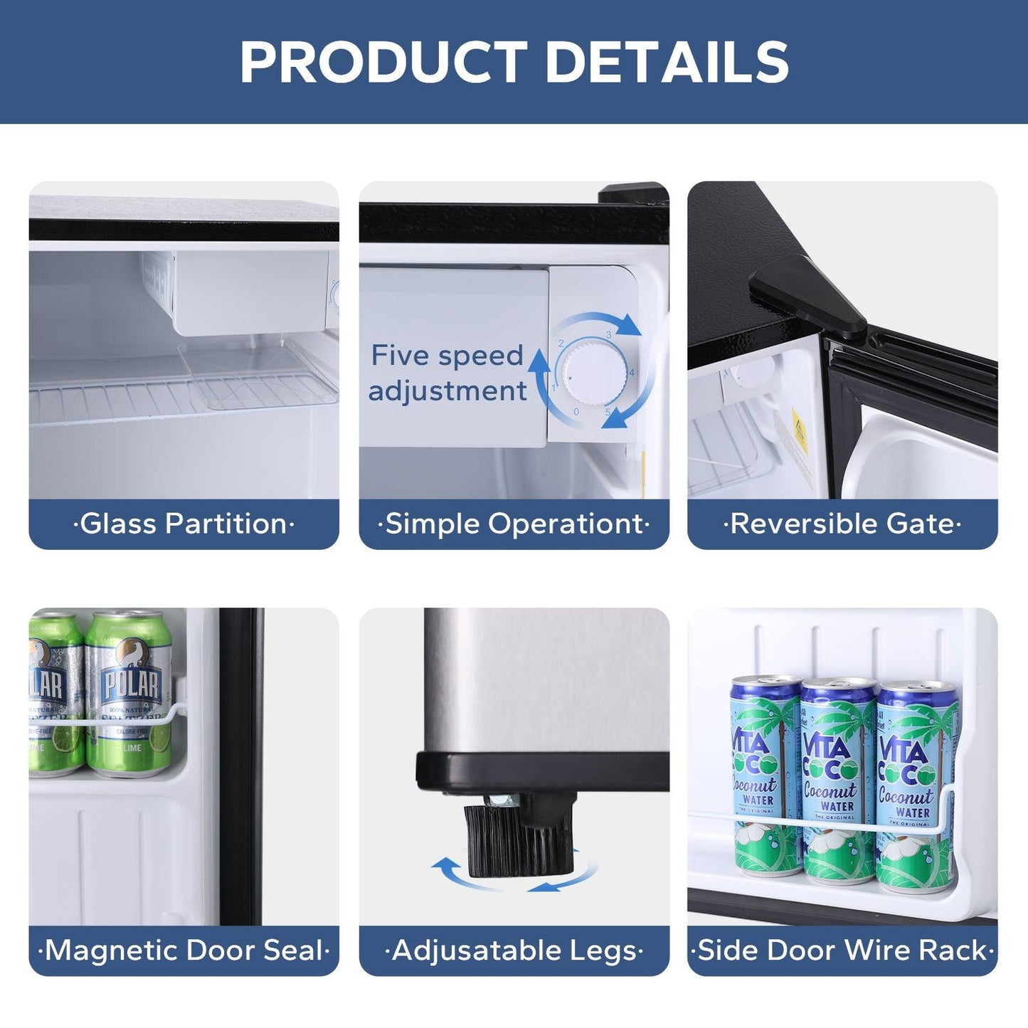 1.6 Cu.Ft Mini Fridge With Freezer Silver