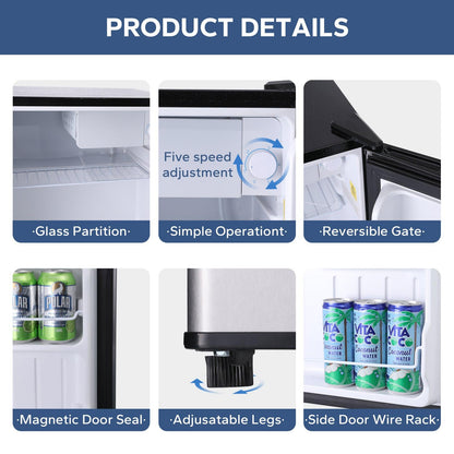 1.6 Cu.Ft Mini Fridge With Freezer Silver