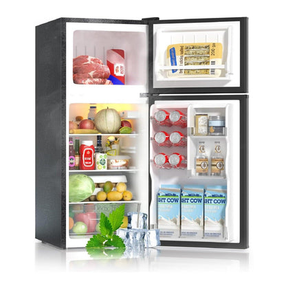 4.0 Cu.Ft Small Refrigerator with Freezer Silver