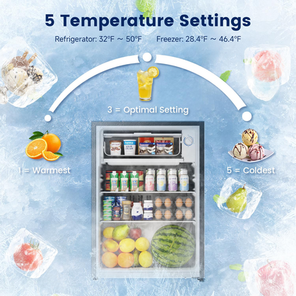 BANGSON 2.6 Cu Ft Small Fridge with Freezer for Office, Mini Refrigerator for Dorm Bedroom, Compact Fridge Energy-efficient, Low Noise, Black