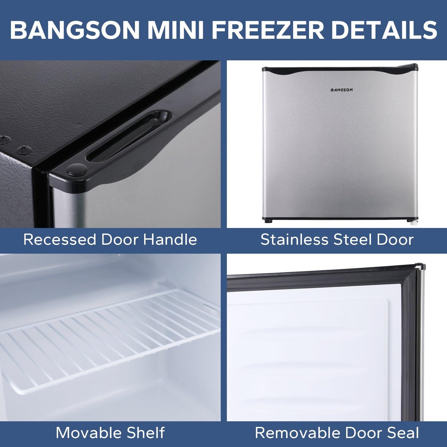 1.1 Cu.ft Upright Freezer Mini Freezer Silver