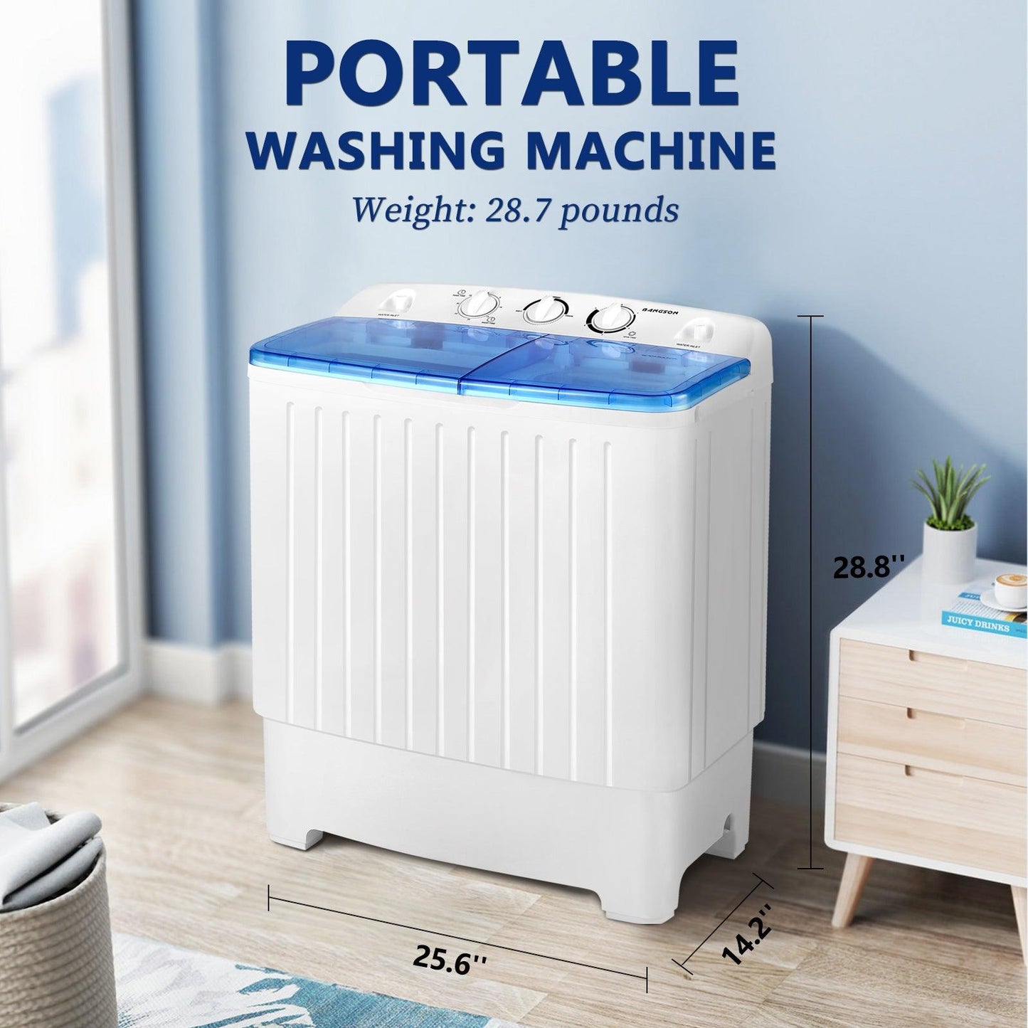 Portable Washing Machine with 17.6 lbs Large Capacity