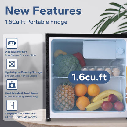 1.6 Cu.Ft Mini Fridge With Freezer Silver
