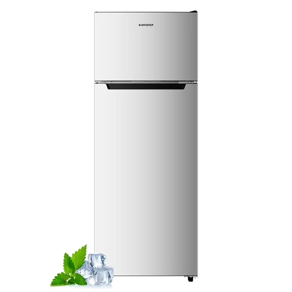 BANGSON 7.7 Cu.ft Top Freezer Refrigerator for Apartments, Energy Saving, Adjustable Thermostat, Large Capacity, Low Noise, Silver