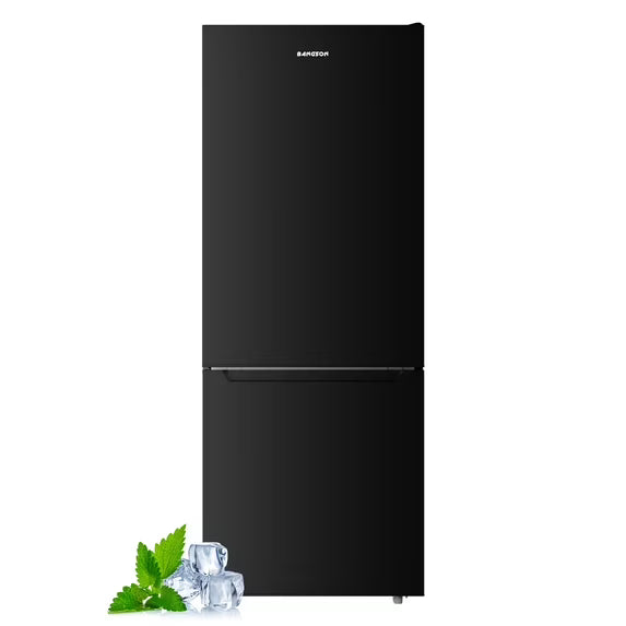 Bangson 7.1 Cu.ft Bottom Freezer Refrigerator for Apartments, Energy Efficient, Adjustable Thermostat, Large Capacity, Low Noise,Black