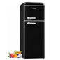 BANGSON 7.5 Cu.Ft Retro Fridge with Top Freezer for Vintage-Style Kitchen, Apartment & Office， 5 Adjustable Temperature, Black