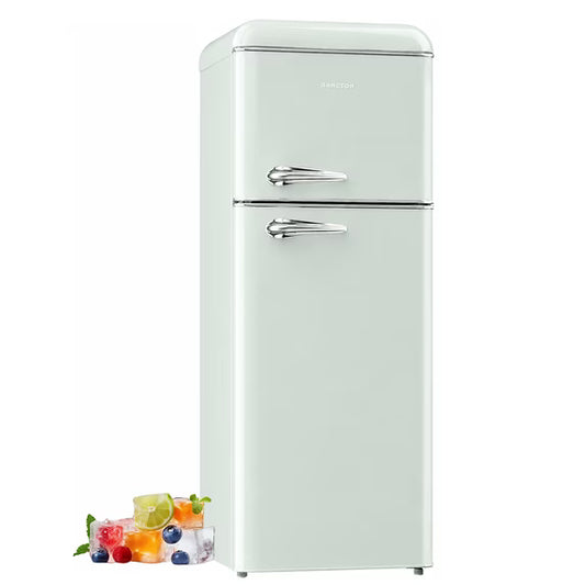 BANGSON 7.5 Cu.Ft Retro Fridge with Top Freezer for Vintage-Style Kitchen, Apartment & Office， 5 Adjustable Temperature,Green