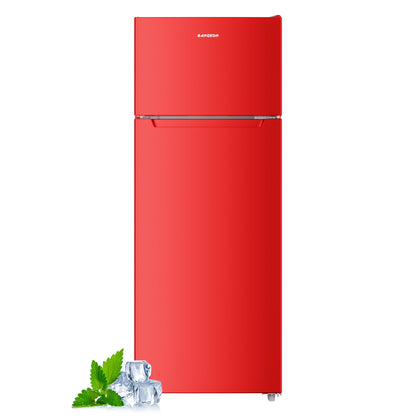 BANGSON 7.7 Cu.ft Top Freezer Refrigerator for Apartments, Energy Saving, Adjustable Thermostat, Large Capacity, Low Noise, Red