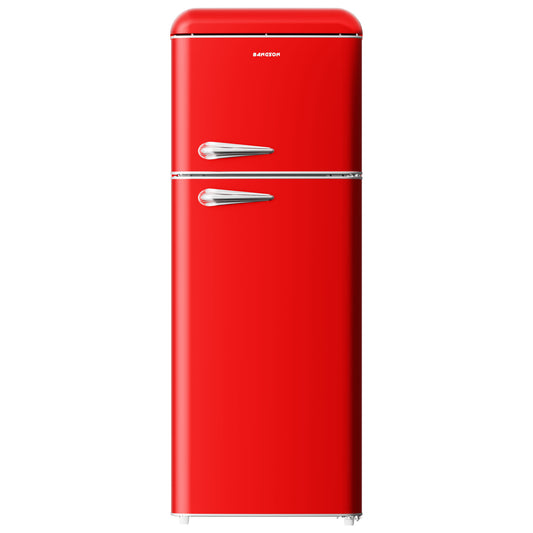 BANGSON 7.5 Cu.Ft Retro Refrigerator with Top Freezer,Red