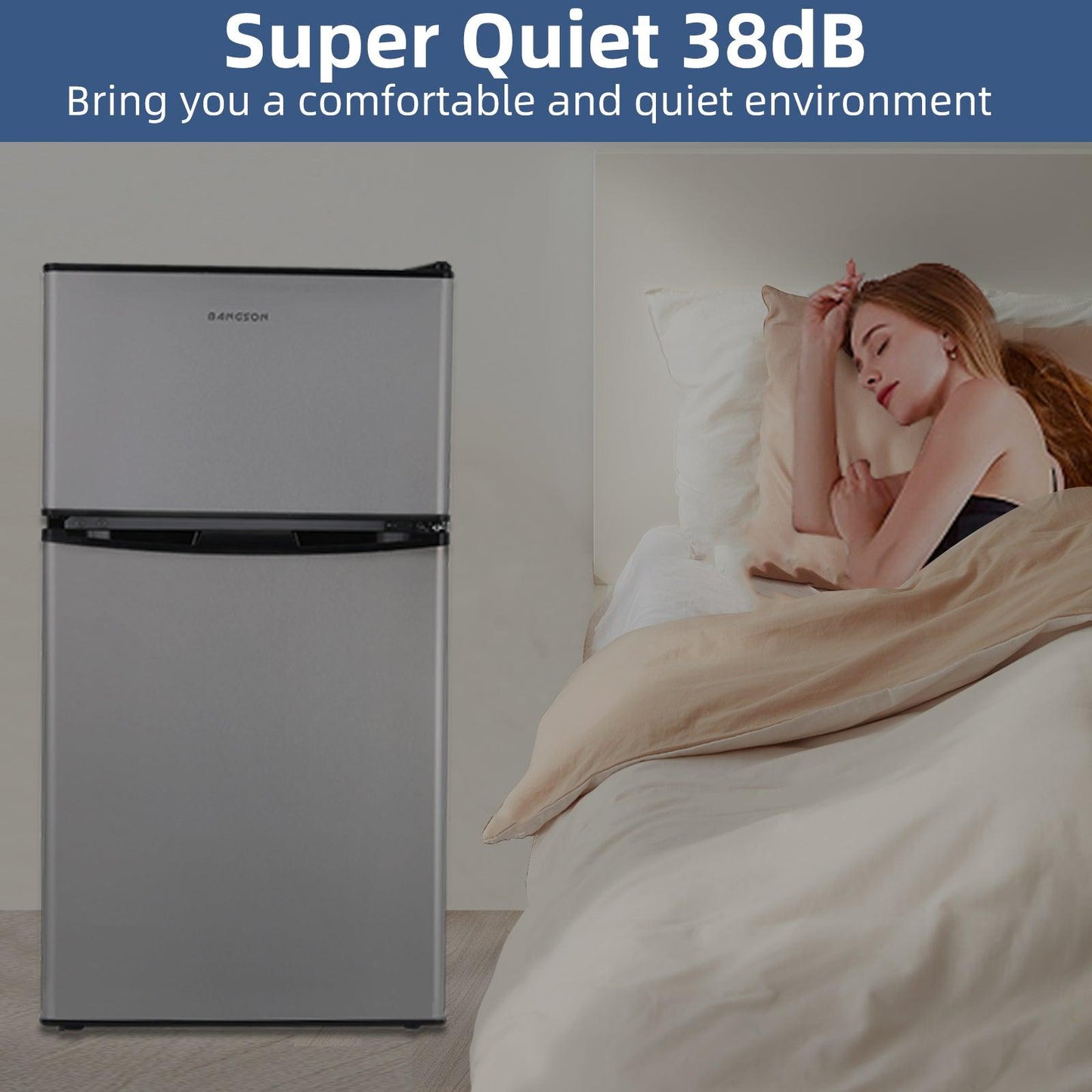 3.2 CU.FT 2 Door Small Refrigerator with Freezer ,Silver