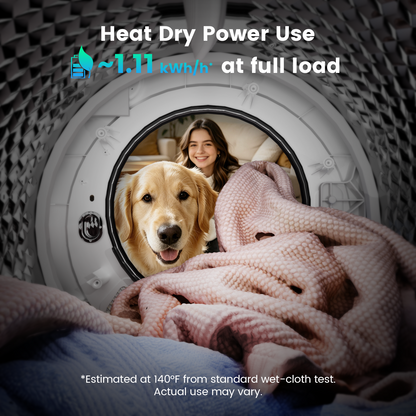 BANGSON Portable Clothes Dryer, 1.5 Cu.Ft. Portable Dryer with 2-in-1 Heat & Air Dry Modes, 120V Vented Electric Dryer, Exhaust Hose & Stainless Steel Drum Included, for Apartment, Dorm & RV, White