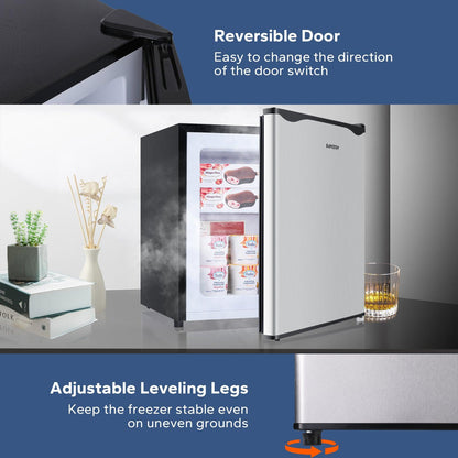 1.1 Cu.ft Upright Freezer Mini Freezer Silver