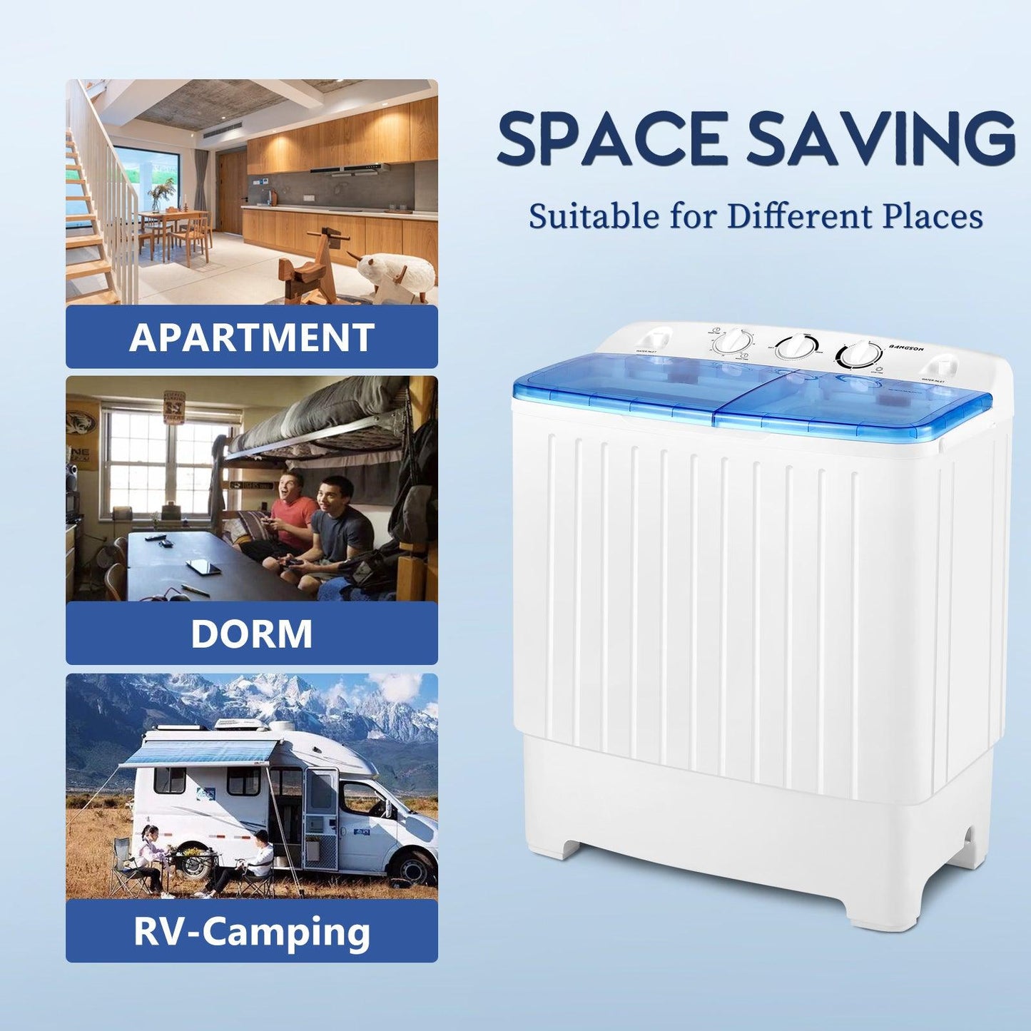 Portable Washing Machine with 17.6 lbs Large Capacity
