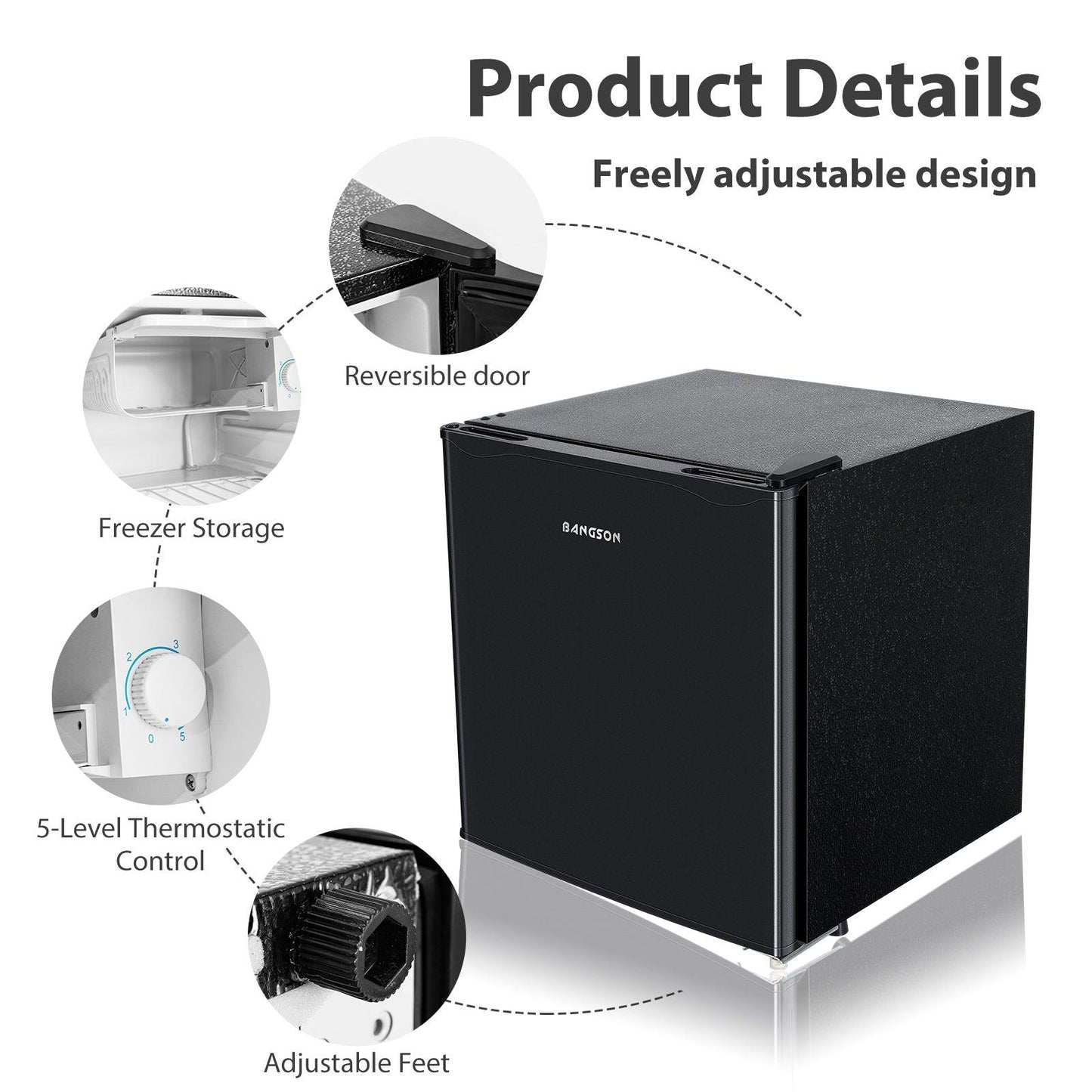 1.6 Cu.Ft Mini Fridge With Freezer