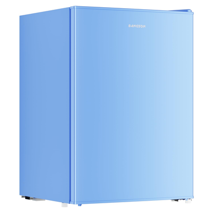 BANGSON 2.6 Cu Ft Small Fridge with Freezer for Office, Mini Refrigerator for Dorm Bedroom, Compact Fridge Energy-efficient, Low Noise, Blue
