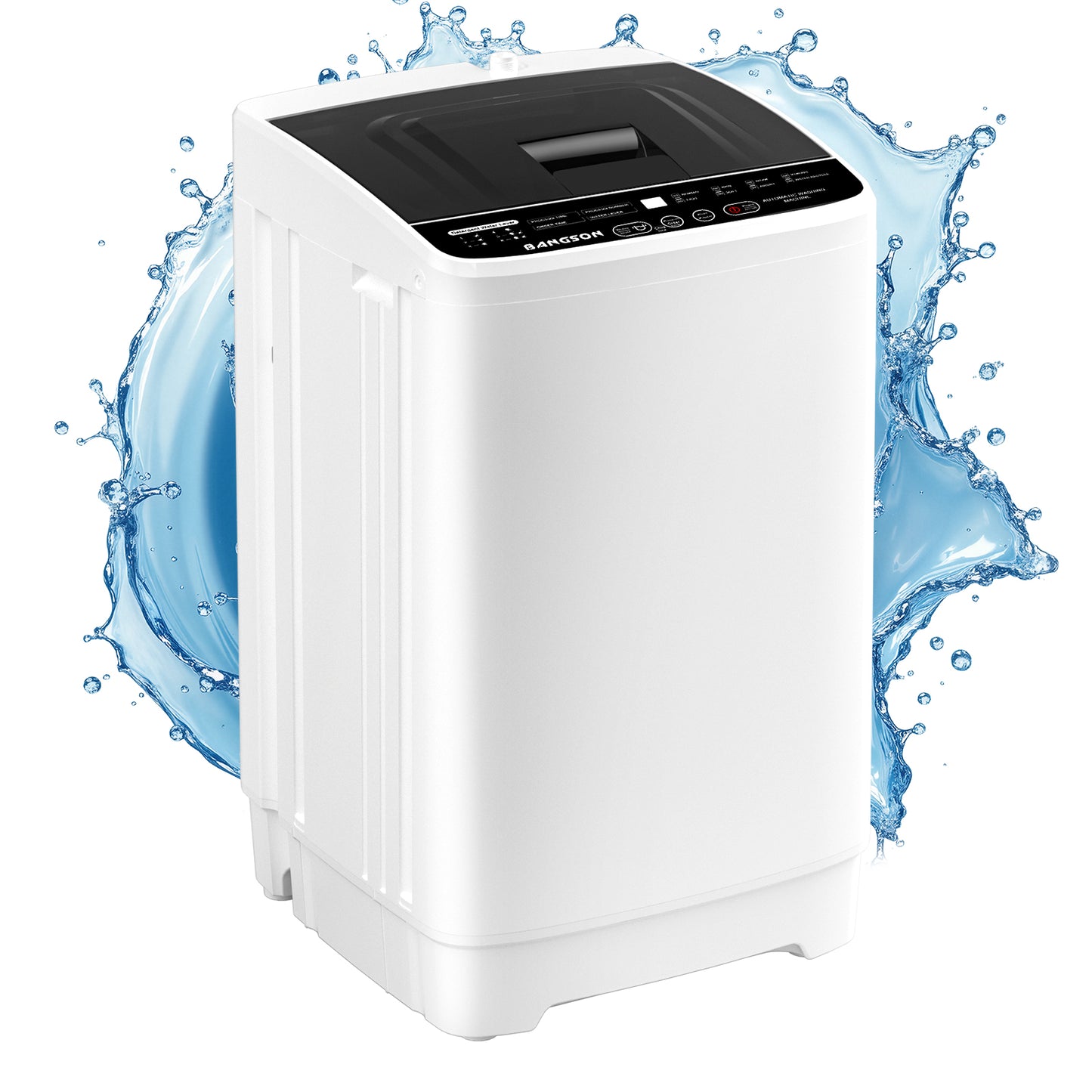 BANGSON Full-Automatic Portable Washer, 1.08 cu.ft Compact Laundry Machine with Drain Pump. Features 8 Programs & 6 Water Levels, ideal for Apartments and RVs.