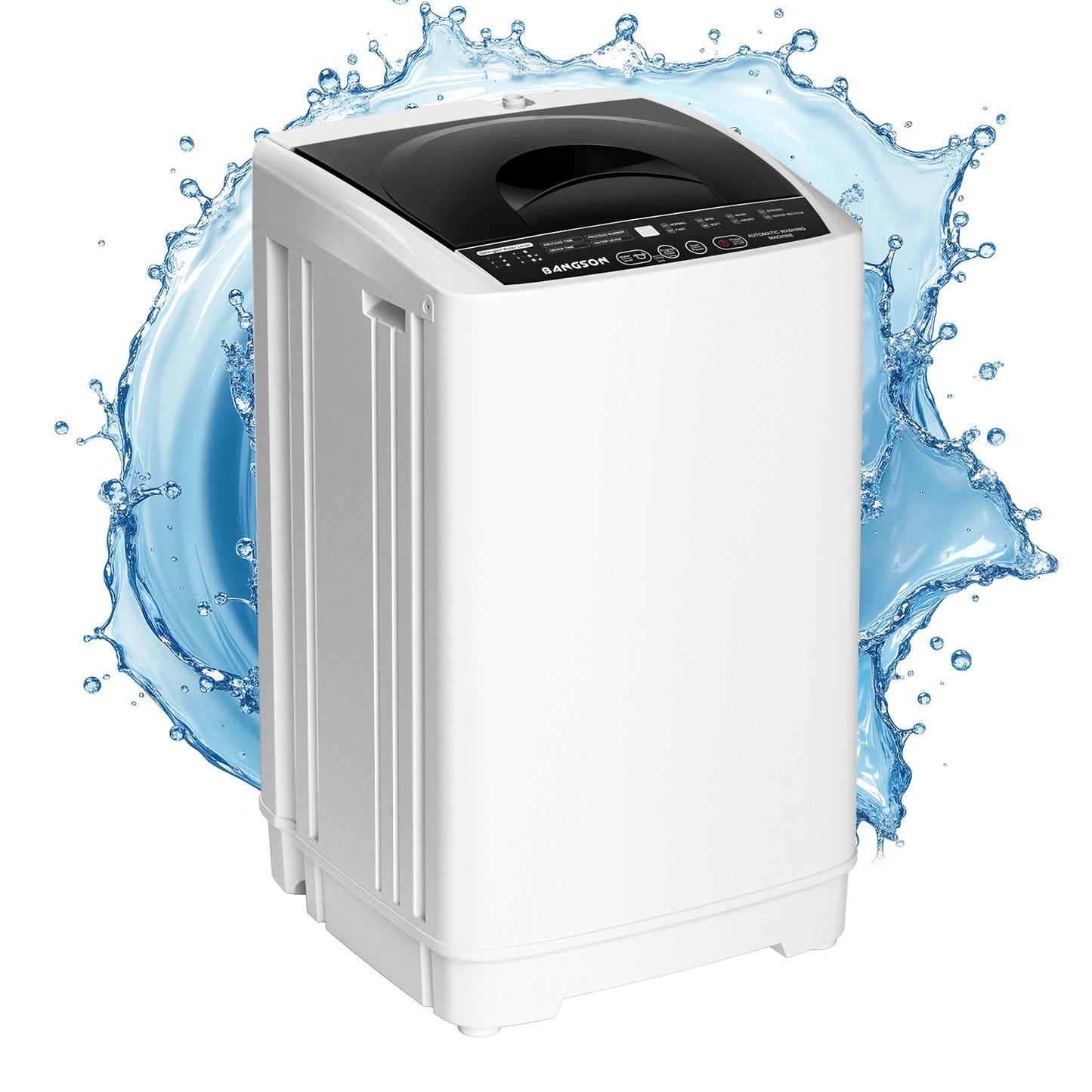BANGSON 1.31 cu.ft Portable Washer with Drain Pump - Full-Automatic Compact Machine for Apartments & RVs