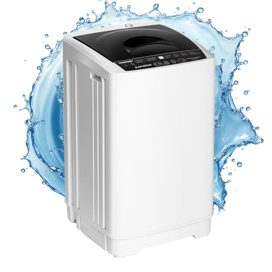 BANGSON 1.31 cu.ft Portable Washer with Drain Pump - Full-Automatic Compact Machine for Apartments & RVs