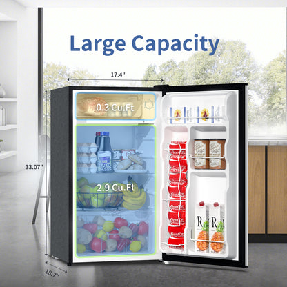 3.2 Cu.Ft Mini Fridge with Freezer Silver
