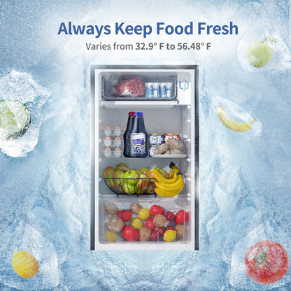3.2 Cu.Ft Mini Fridge with Freezer Silver