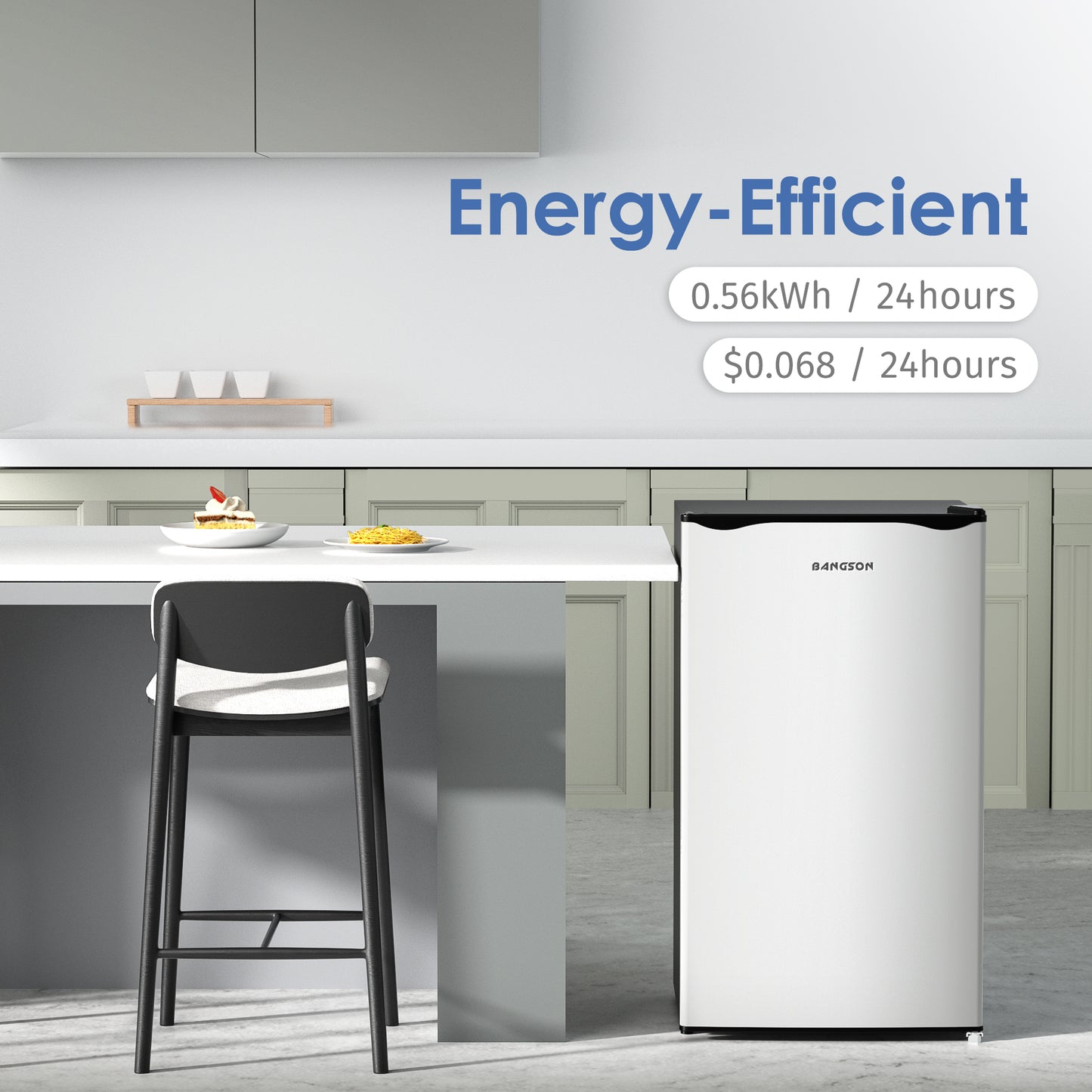 3.2 Cu.Ft Mini Fridge with Freezer Silver