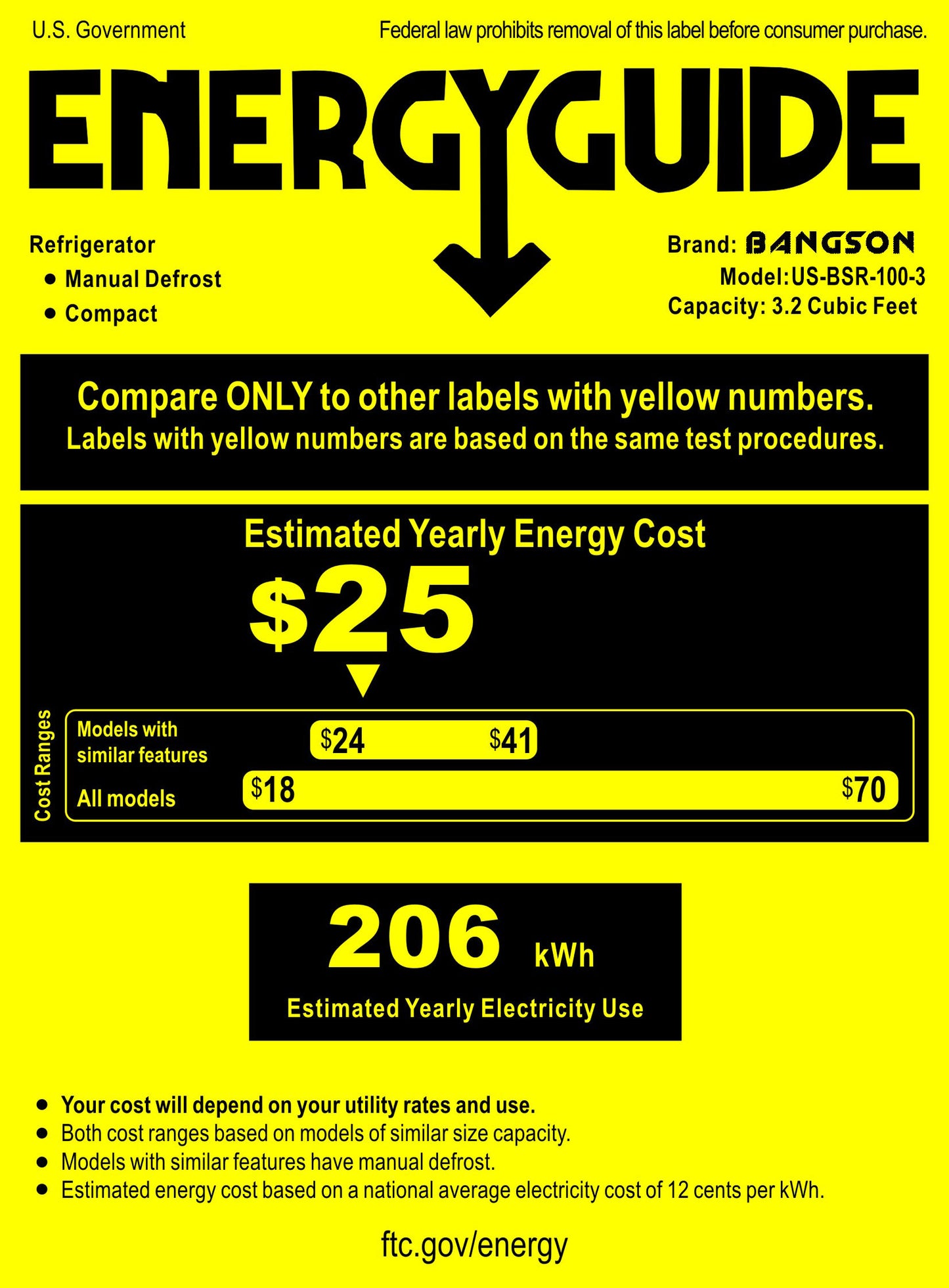 3.2 Cu.Ft Mini Fridge with Freezer