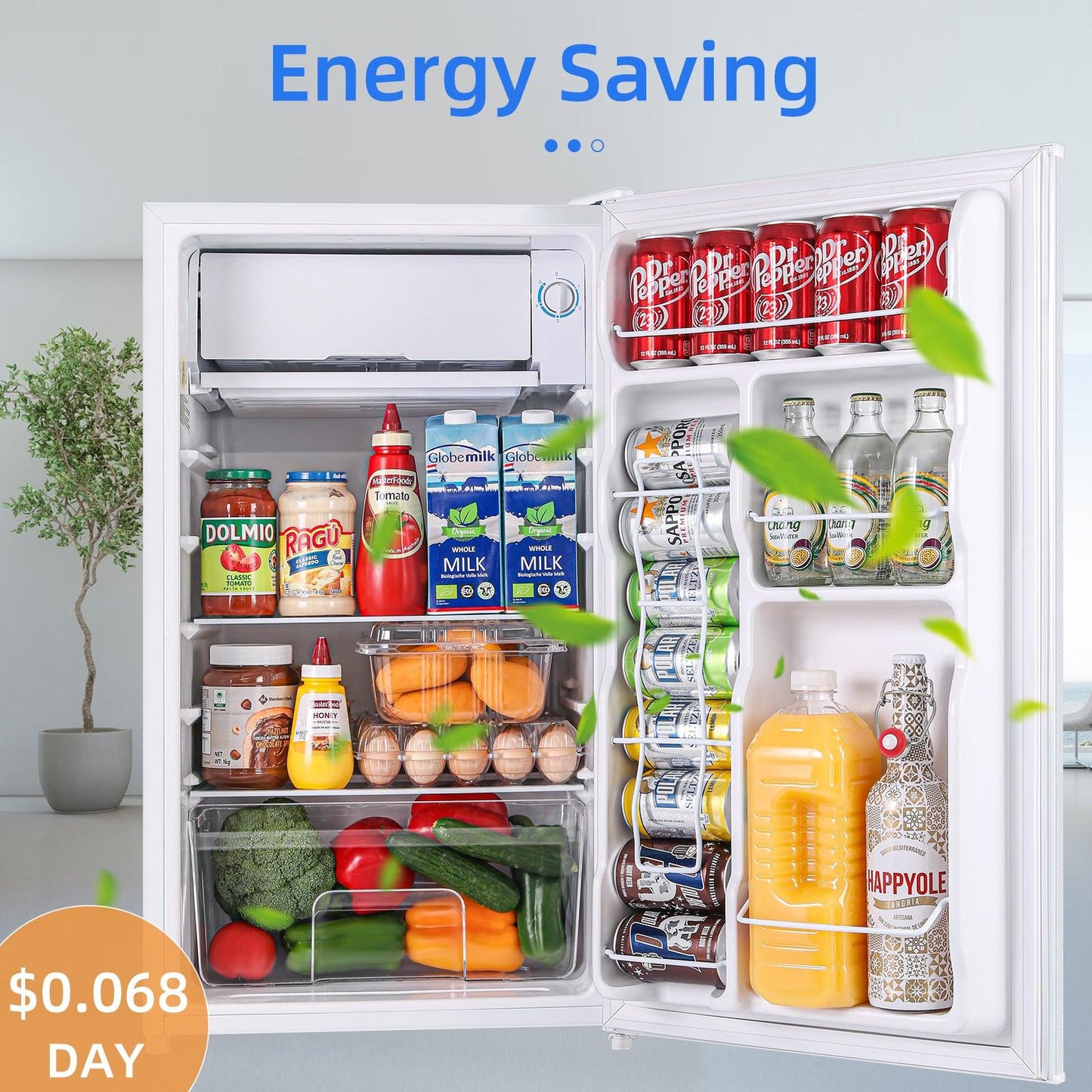 3.2 Cu.Ft Mini Fridge with Freezer White