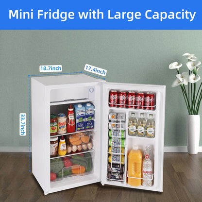 3.2 Cu.Ft Mini Fridge with Freezer White