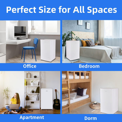 3.2 Cu.Ft Mini Fridge with Freezer White