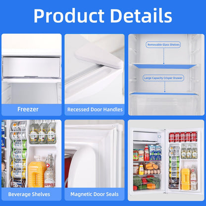 3.2 Cu.Ft Mini Fridge with Freezer White