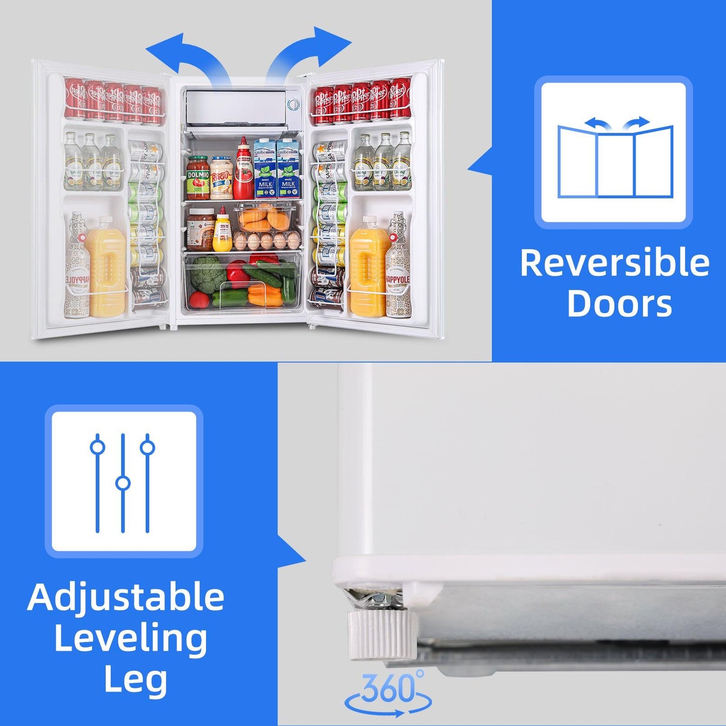 3.2 Cu.Ft Mini Fridge with Freezer White