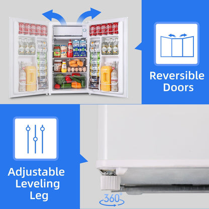 3.2 Cu.Ft Mini Fridge with Freezer White